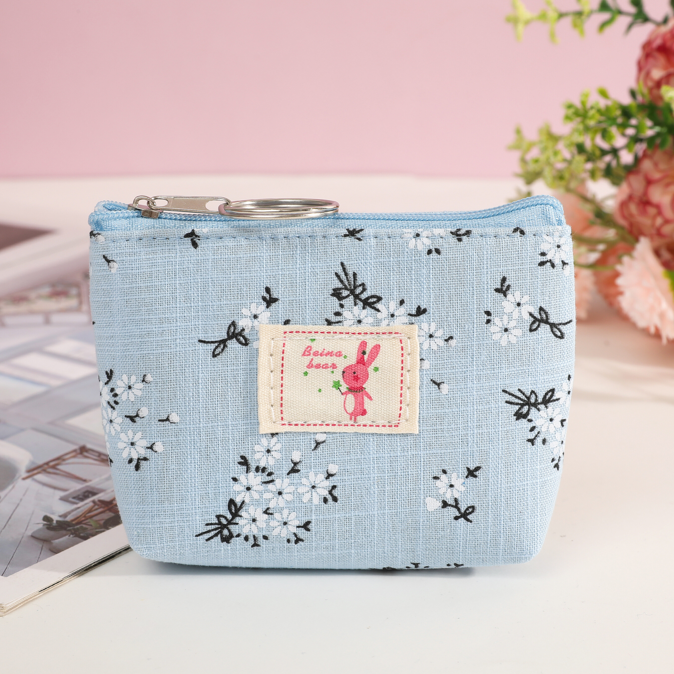 Mini Floral Pattern Coin Purse, Zipper Portable Clutch Wallet, Canvas  Storage Key Bag - Temu