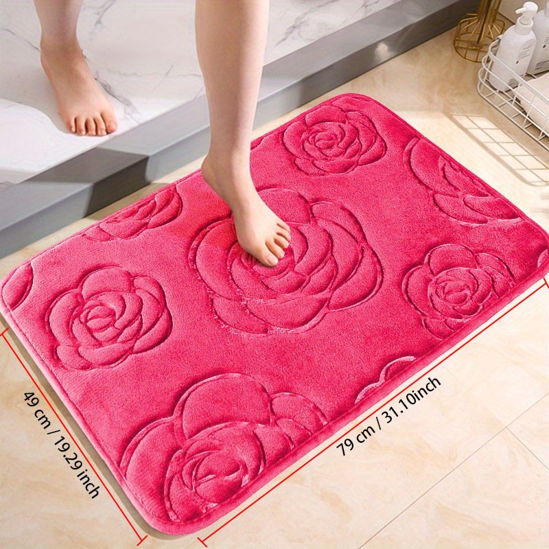  vctops Elegant Rose Flower Bathroom Rugs Bath Mat Door