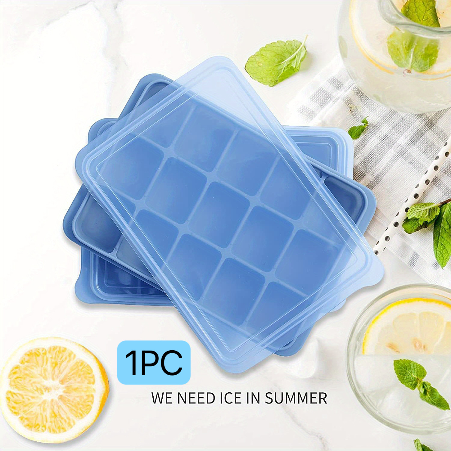 Ice Cube Tray, 3 Pack Silicone Ice Tray Easy-Release Flexible 15 Ice Cube  Molds, Stackable Ice Trays for Freezer, Ice Cube Size 1.2 IN for Cocktail