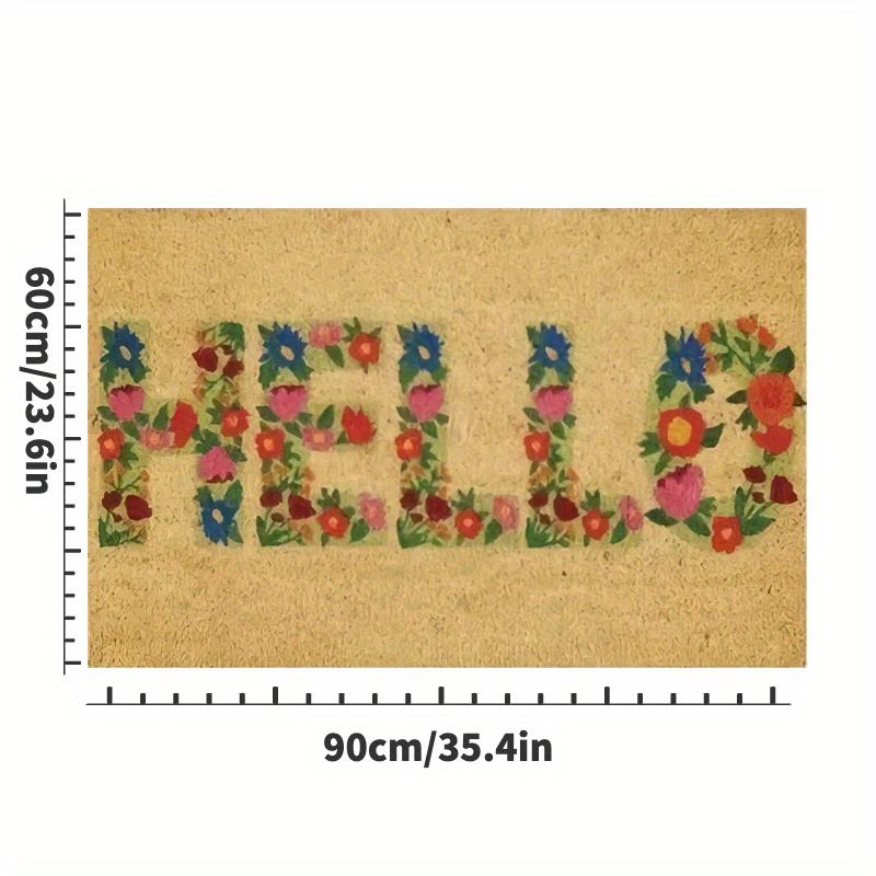 Doormat Hello Outdoors and Indoors, Non-Slip Dirt-Proof Doormat