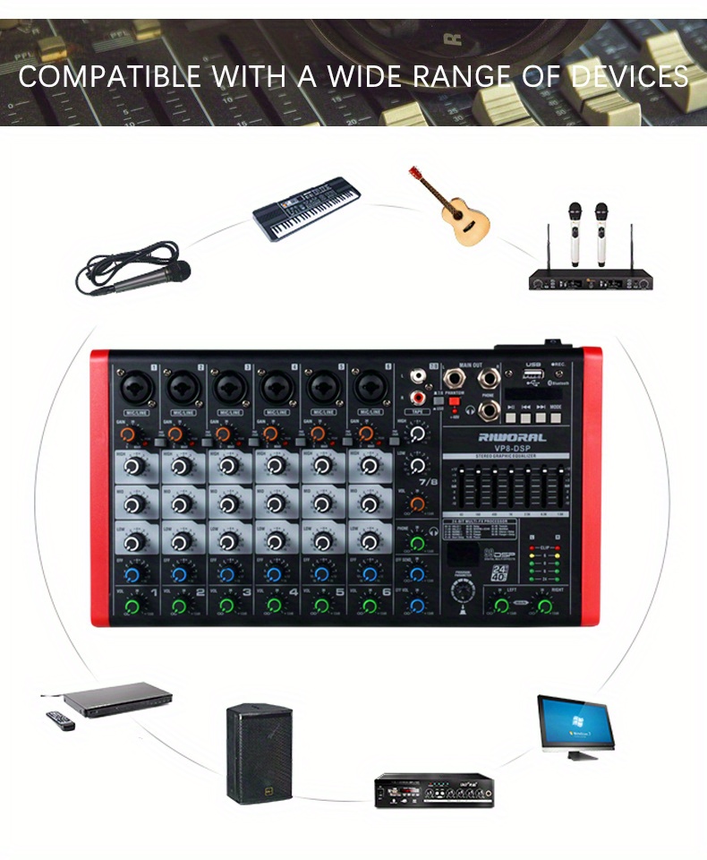 Riworal Ux04 Professional Audio Mixer 4 channel Mixer For - Temu