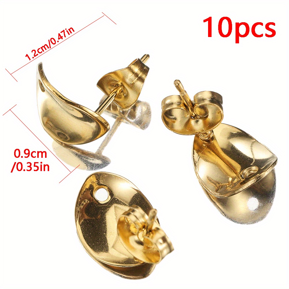 Golden Or Silvery Stainless Steel Stud Earring Base Curved - Temu