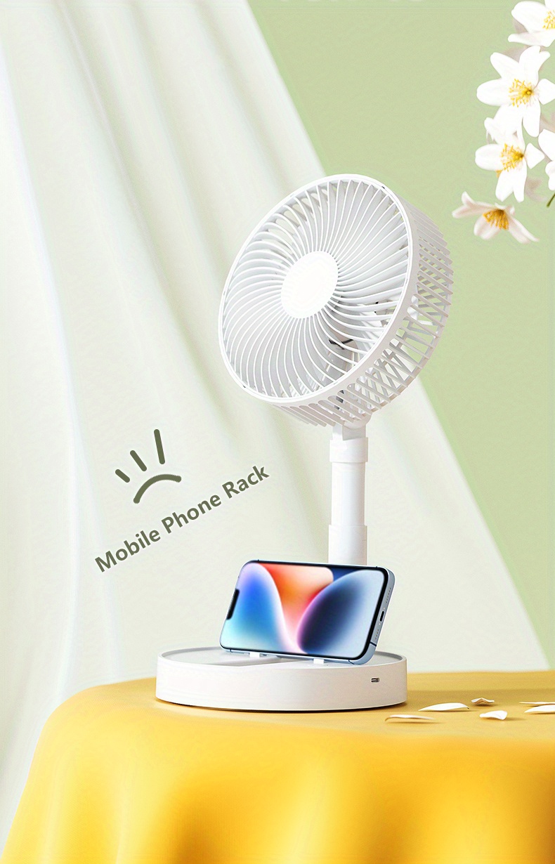   8 inch portable oscillating table fan touch control usb rechargeable 3600mah battery 6 5w plastic mini stand fan for indoor outdoor air circulation foldable travel friendly details 0