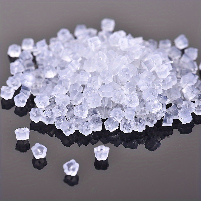 200 Transparent Plastic Flower Ear Plugs, Anti-slip, Anti-loss, Hypoallergenic Ear Studs And Accessories.