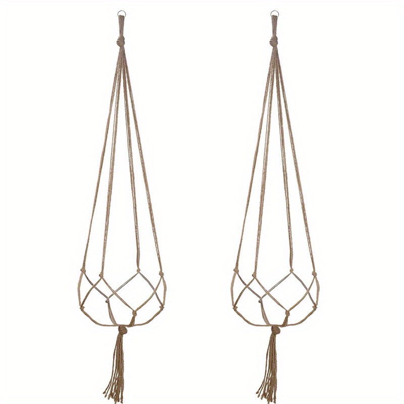 Retro Hanging Basket Manual Flower Pot Mesh Bag Woven Home Decoration