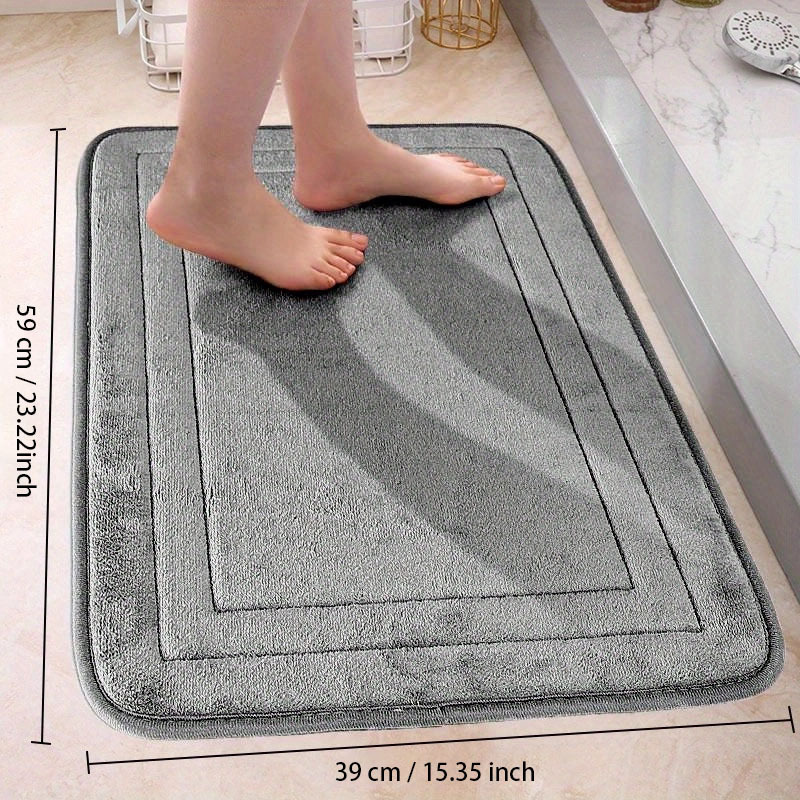 Bath Mat Rug Non Slip,super Absorbent Quick Dry Thin Bathroom Rug,quick Dry  Easy to Clean Shower Rug, Washable Gray 