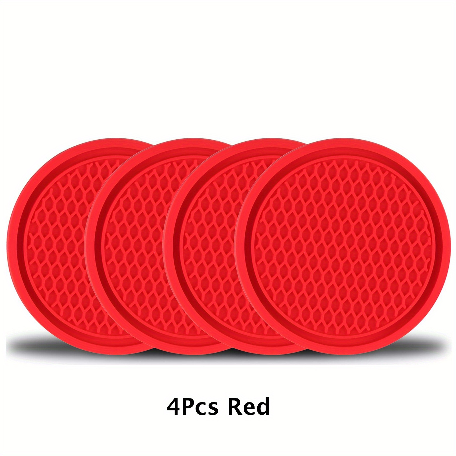 4PCS Red Soft Silicone Inner Car Cup Holder Coaster Ornaments Universal Fit  2.7