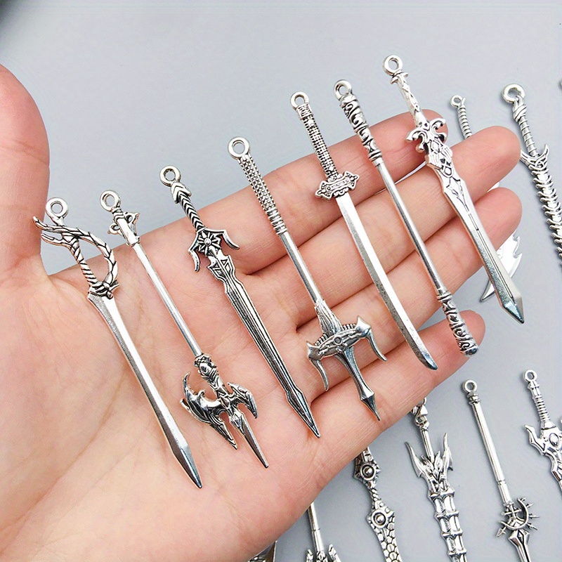 20pcs Creative Bow Pendants Alloy Charms Jewelry Making Charms for DIY, Adult Unisex, Size: 0.5X1.7X2CM, Grey Type