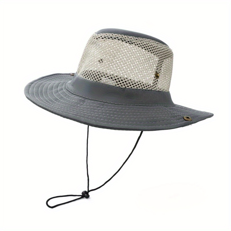 Fashion Bucket Hat, Fishing Hat Outdoor Big Eaves Breathable Mesh Hat Sun Visor Drawstring Hats for Hiking Fishing Camping,Temu