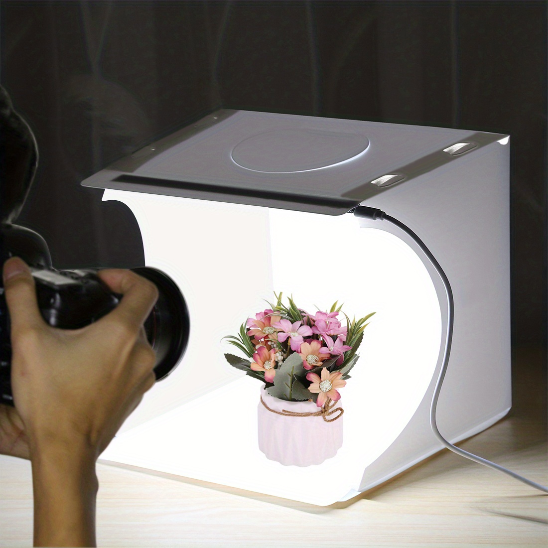 ✅ STUDIO SET FOTOGRAFICO PORTATILE GRANDE 40CM LIGHT BOX CON LUCI LED 6  SFONDI ✅