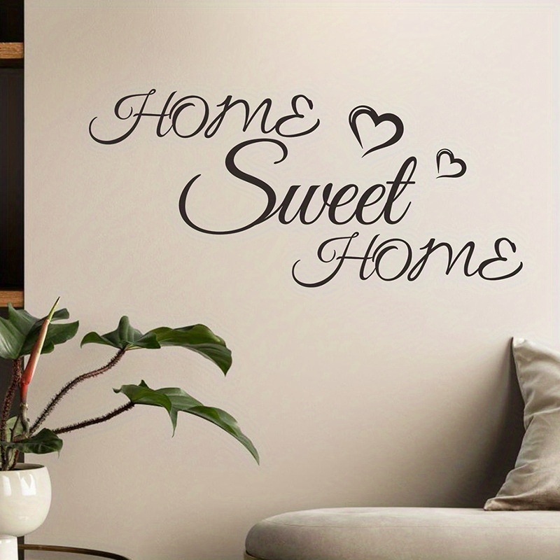 Self-adhesive Removable Wall Decals Suitable For Walls - Sweet Home Lettering Pvc Film, Matte With Cursive Letter Stickers, For Doors,, Panels, Contemporary Decorative Accent (no Residue)