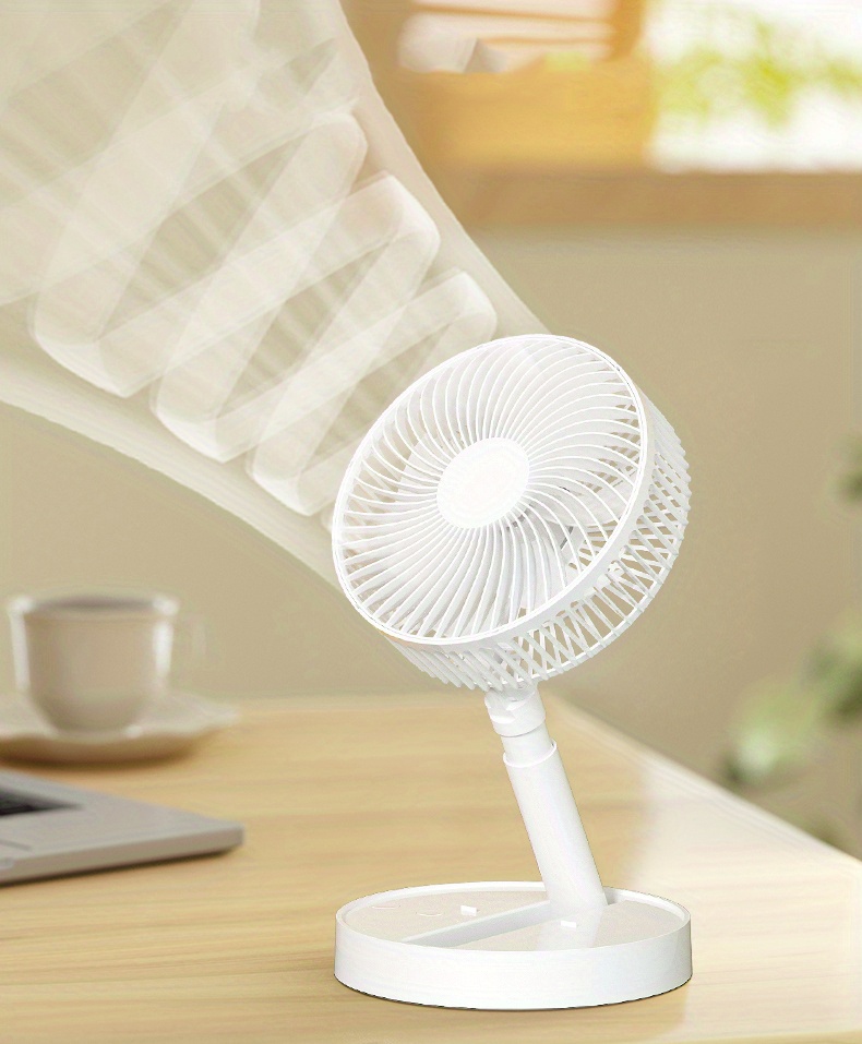   8 inch portable oscillating table fan touch control usb rechargeable 3600mah battery 6 5w plastic mini stand fan for indoor outdoor air circulation foldable travel friendly details 3