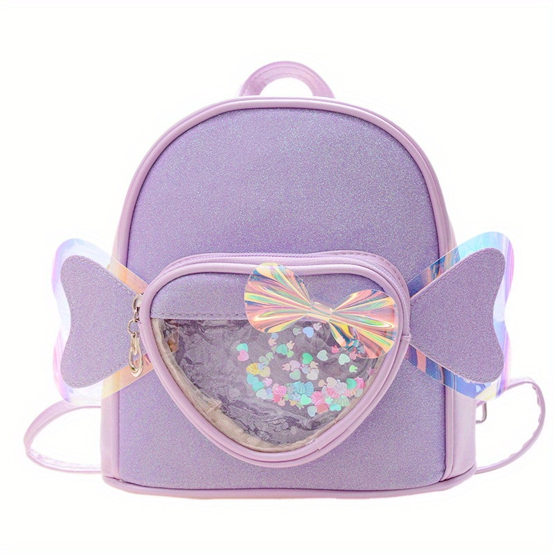 Sequins Love Bow Decor Backpack for Girls