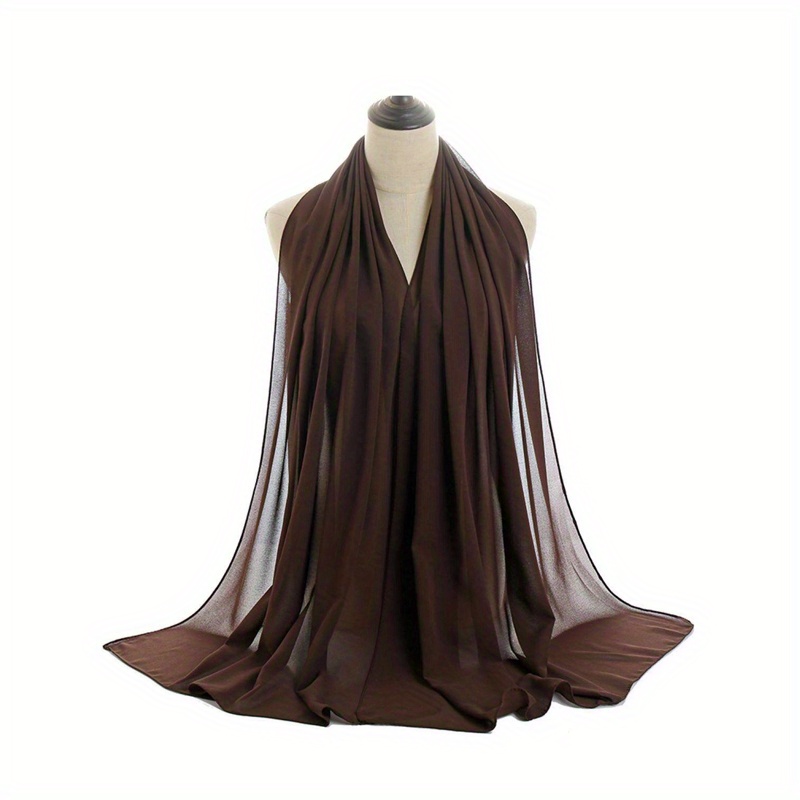 75D Pearl Chiffon Long Scarf Plain Scarf For Men Women