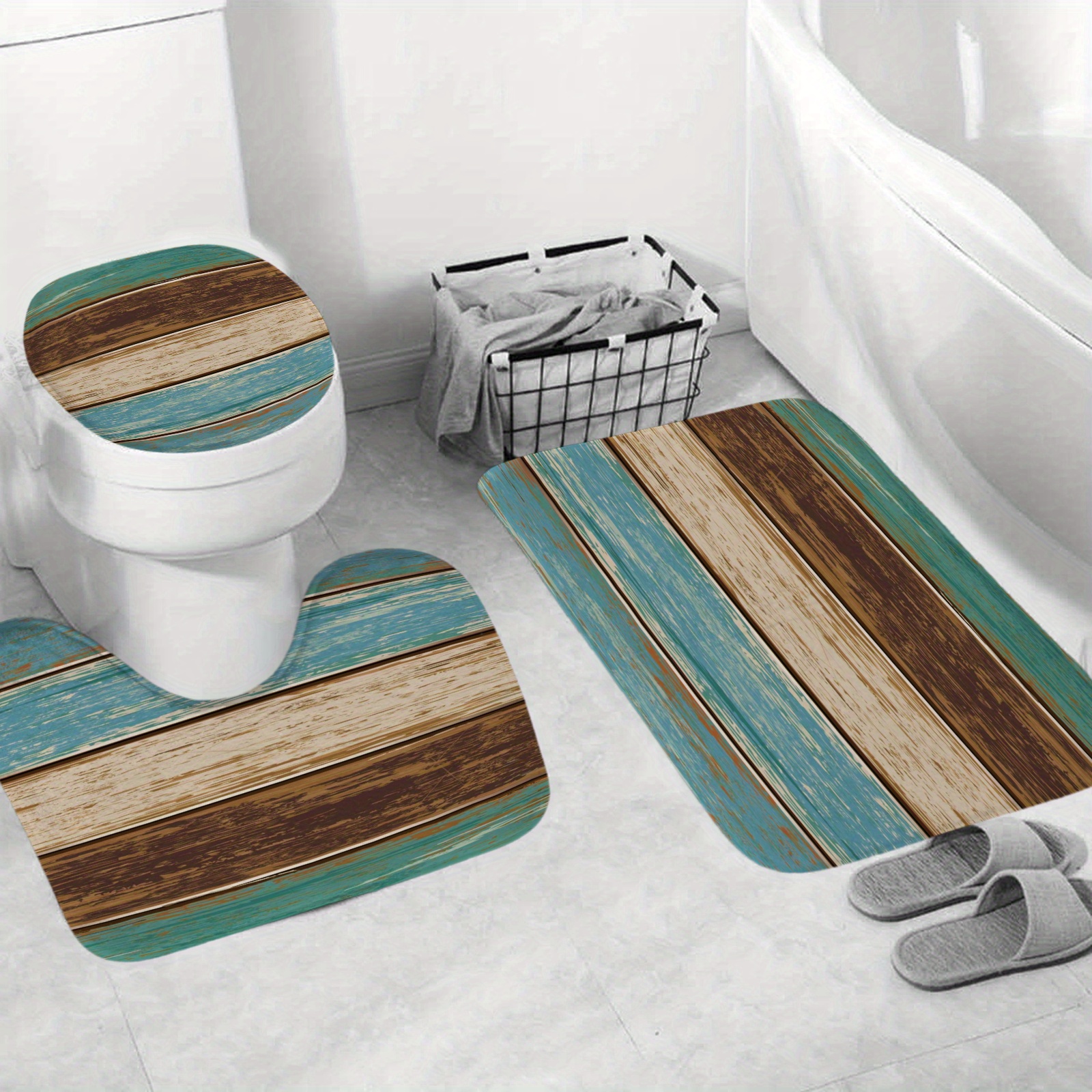 1pc Gorilla Shower Curtain Or Toilet Mat, 4pcs Bathroom Rug Set