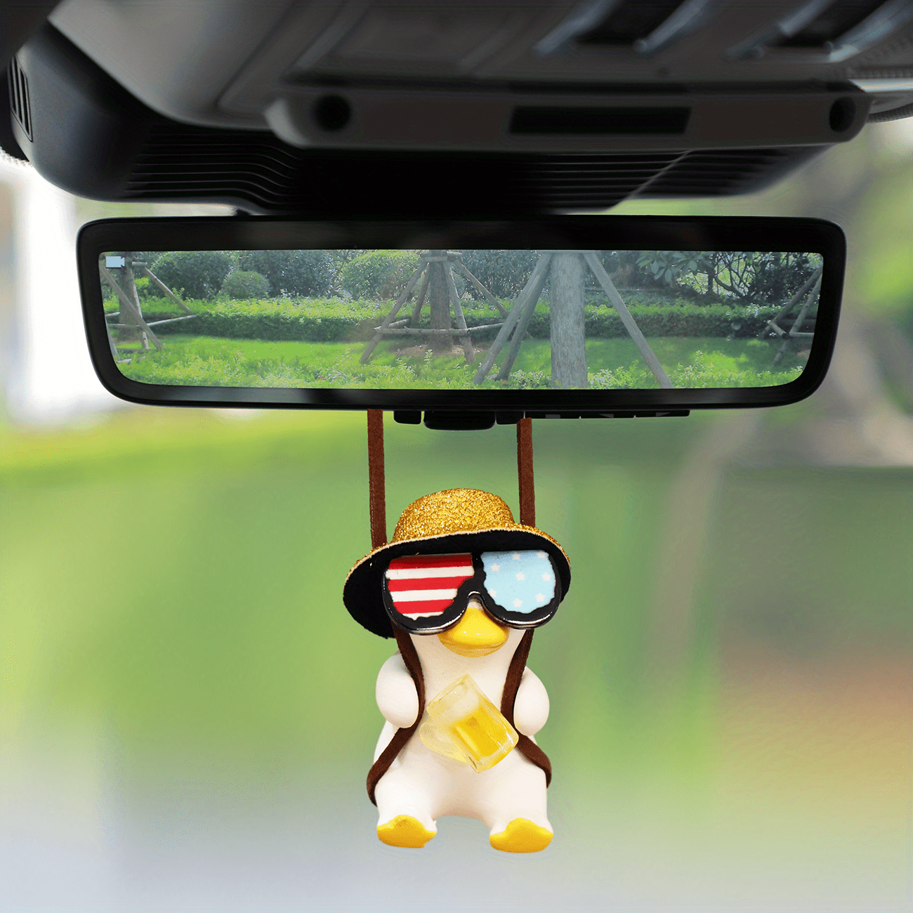 Cute Car Charm Hanging Ornament Cool Swinging Duck Car Accessories