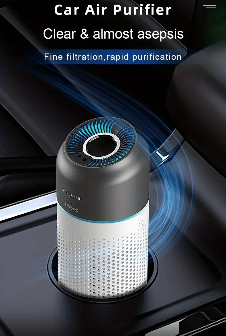1pccar portable air purifier odor removal sterilization negative ion ozone small car purifier usb plug in use infrared gesture induction operation convenient safe double layer filter net purification halloween christmas valentines day gift home decor details 0