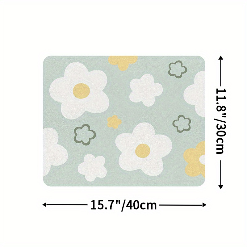 Dexi Dish Drying Mat For Kitchen Counter Cute Floral Placemat, Non