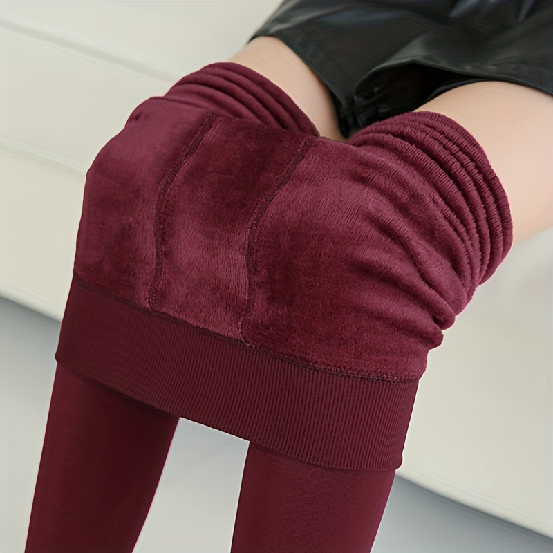 Fuzzy Thermal Pantyhose Thickened Plush Lined Leggings - Temu Canada