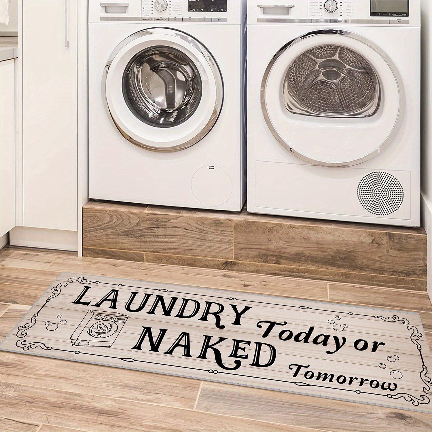 Lacomfy Laundry Mat Rubber Laundry Room Rug Runner Padded
