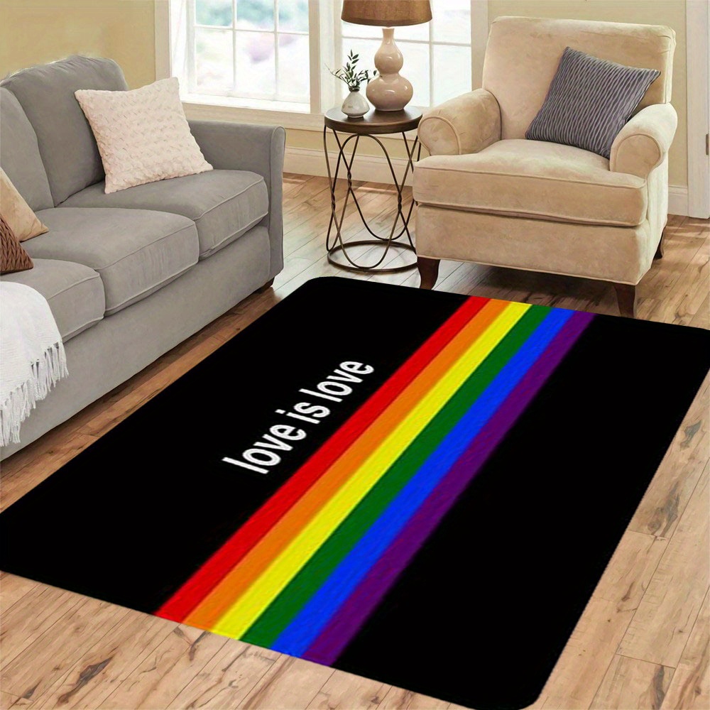 Alfombra de suelo con estampado de amor arcoíris, alfombra antideslizante  para decoración de baño, sala de estar, cocina, Gay, lesbiana, LGBT, orgullo