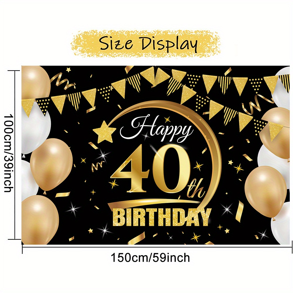 Happy 80th Birthday Backdrop Banner Extra Large Black And Gold