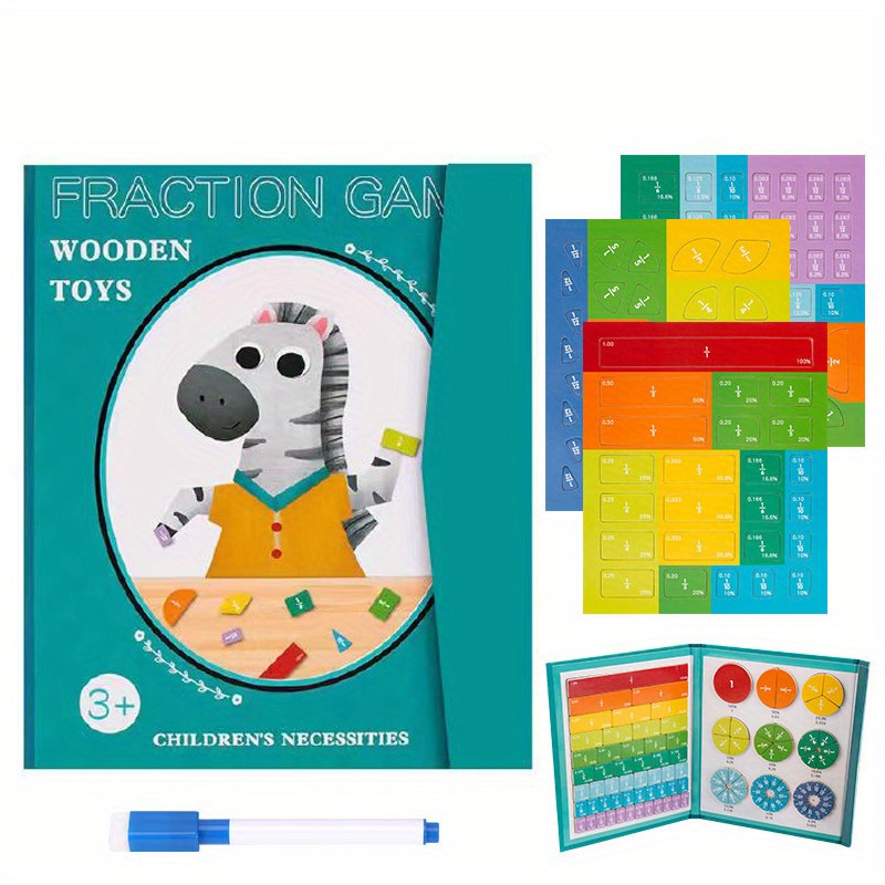 Children Magnetic Fraction Learning Math Toys Wooden - Temu