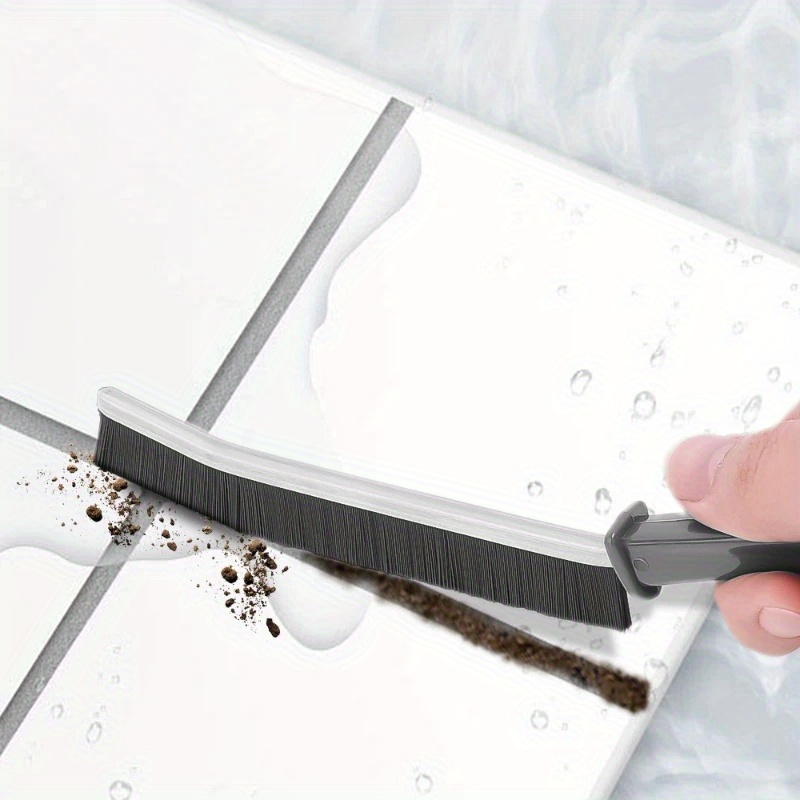 1pc Long Reach Cleaning Brush with Stiff Bristles - Portable Manual Scrubber for Narrow Joints, Tile Grout, Car Interiors & Household Crevices - Durable Ergonomic Design, Ergonomic Handle | Sturdy Construction