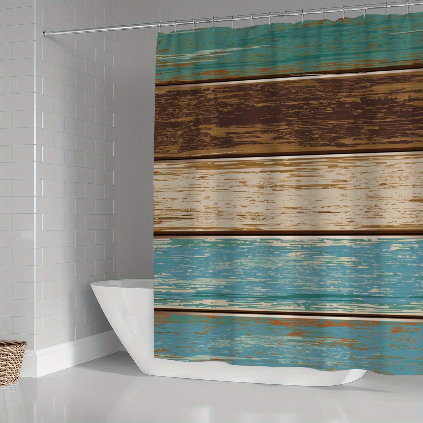 Rustic Wood Panel Brown Plank Fence Shower Curtain And Bath Mat Set  Waterproof Polyester Bathroom Fabric For Bathtub Decor