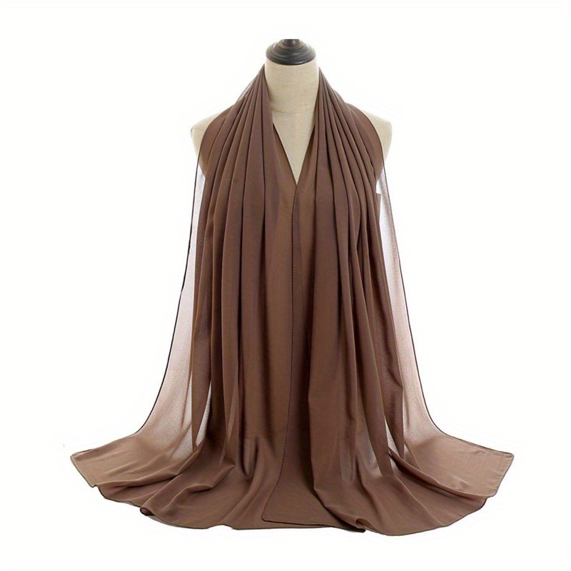 75D Pearl Chiffon Long Scarf Plain Scarf For Men Women