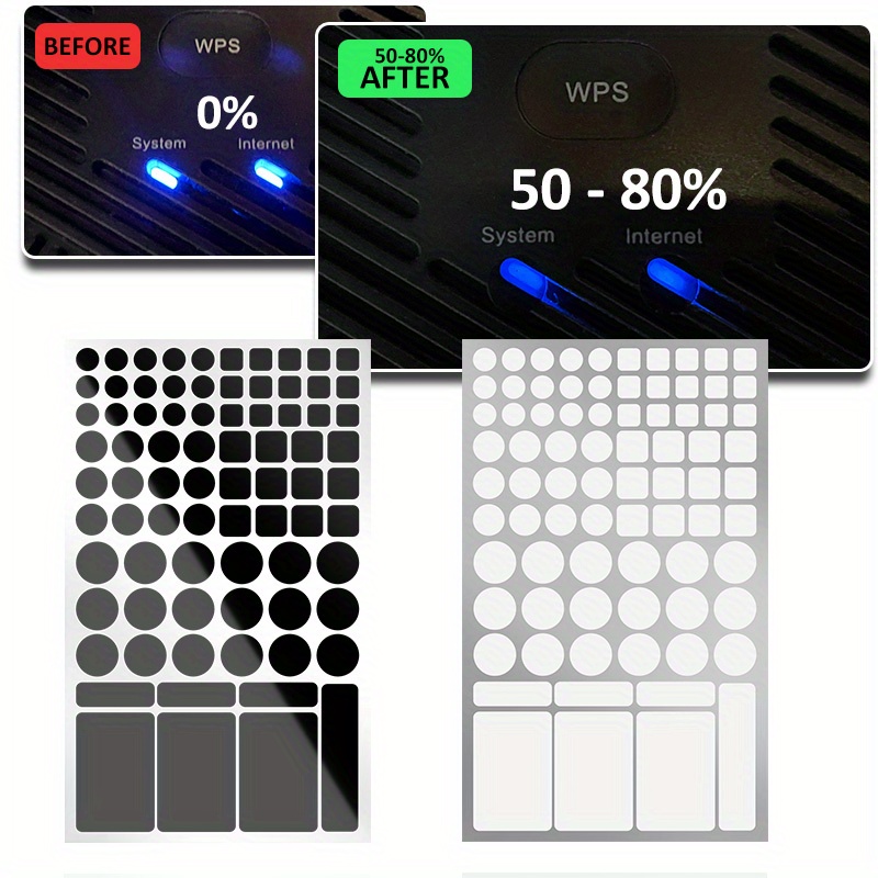 Leye Light Blocking Stickers, Light Dimming LED Filters, Dimming Sheets for  Routers, LED Covers Blackout, Dimming 50% ~ 100% Full Shading of LED Lights  Dimming Stickers 8x4inch (2PCS) 