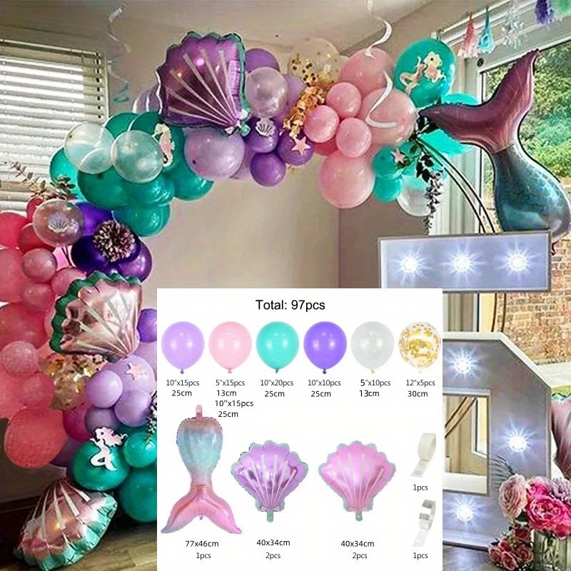 Set Palloncini Feste Compleanno Sirena, Cartoni Animati, Numero Viola,  Conchiglia (set 14 Pezzi), Trova Grandi Offerte Ora