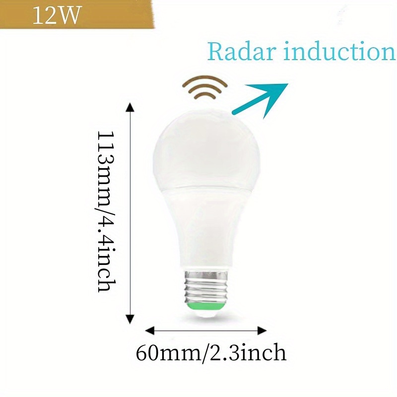 Bombilla con sensor de movimiento radar, paquete de 2 bombillas LED A21 de  15 W (equivalente a 100 W), 1500 lúmenes, E26, del anochecer al amanecer