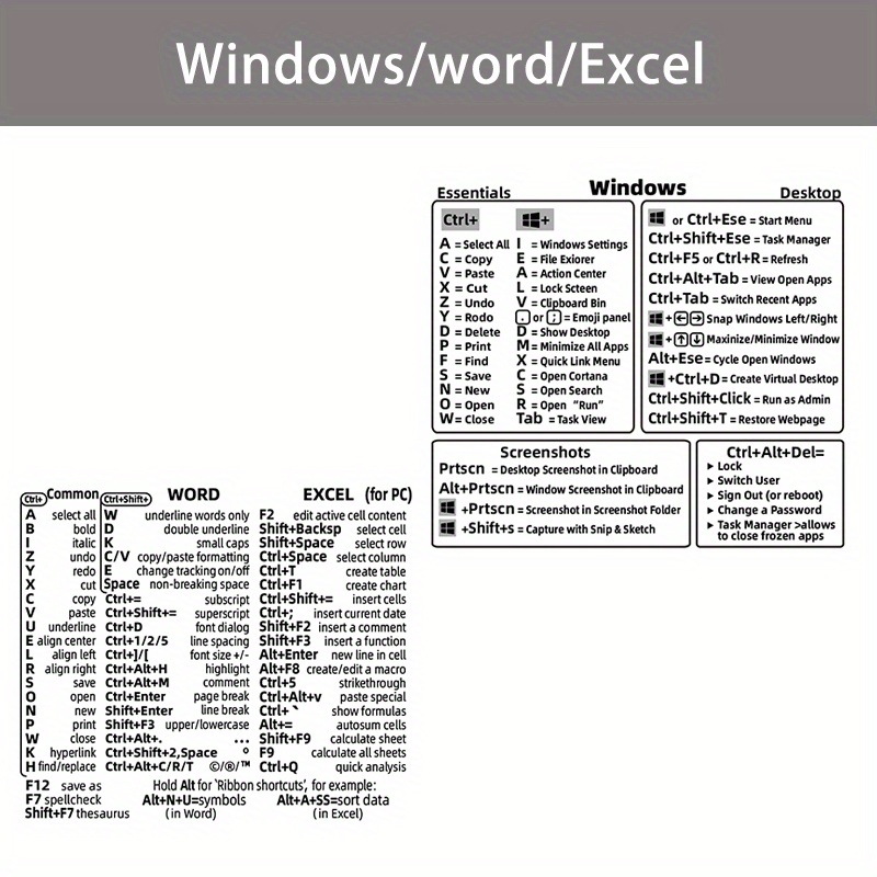 Windows + Word/excel ( Windows) Guide Référence Rapide - Temu Canada