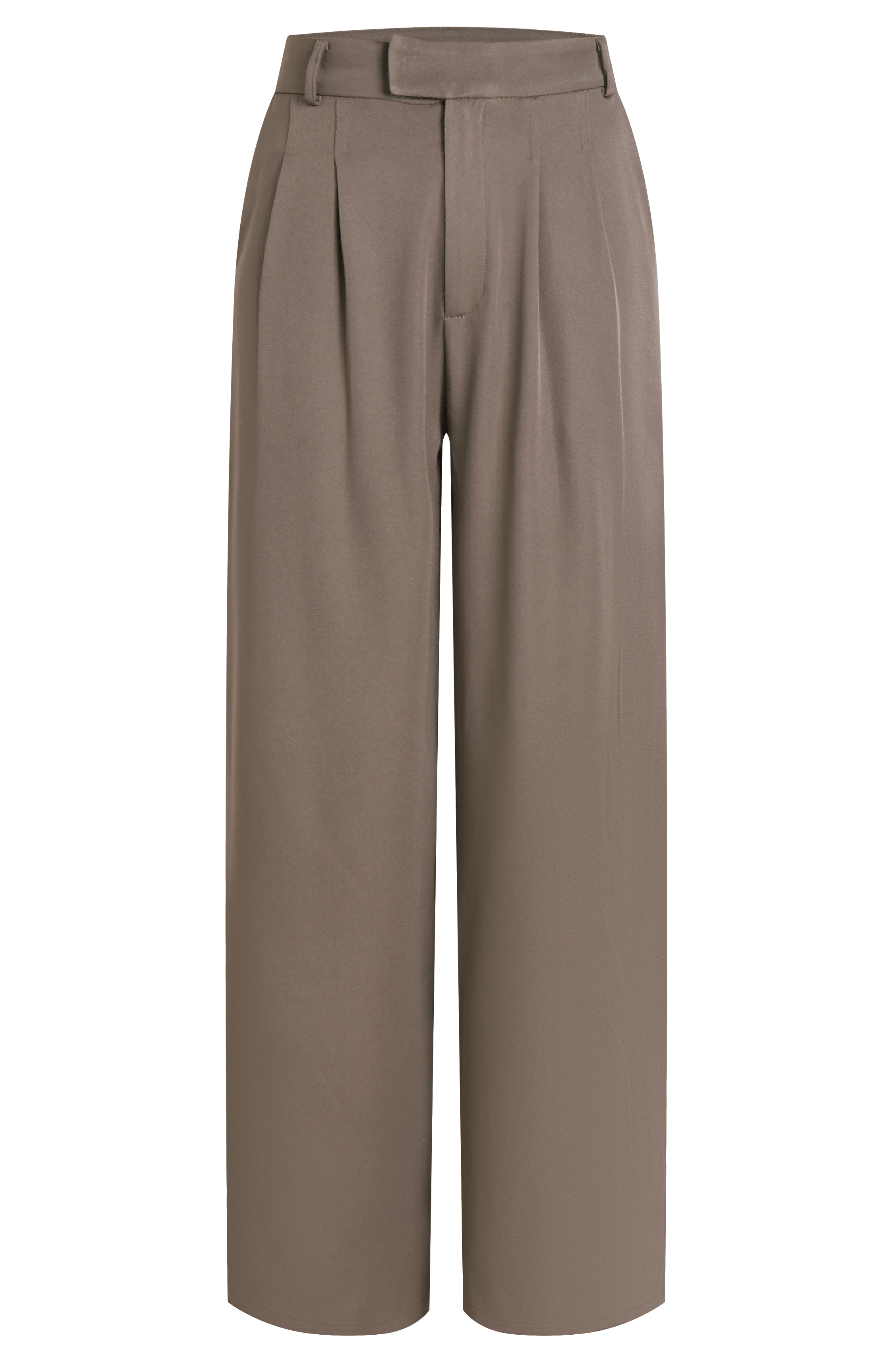 Solid High Waist Pleated Tailored Pants Elegant Long Length - Temu Canada