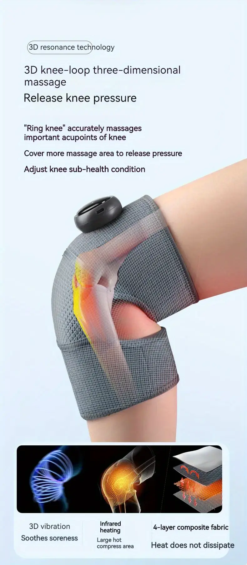 relax and rejuvenate with this 3 in 1 heated knee massager brace wrap vibrating heat pad for knee elbow and shoulder pain relief details 3