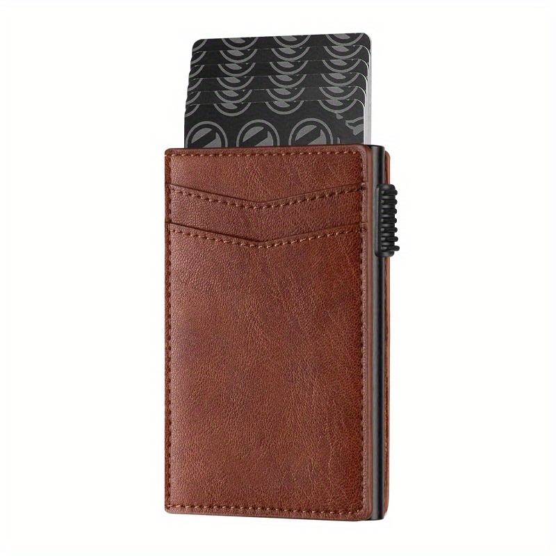 Automatic Pop Up Metal Card Holder Slim Wallet For Men Credit Card Holder  Money Bag Minimalist Rfid Blocking Business Card Wallet - Bags & Luggage -  Temu