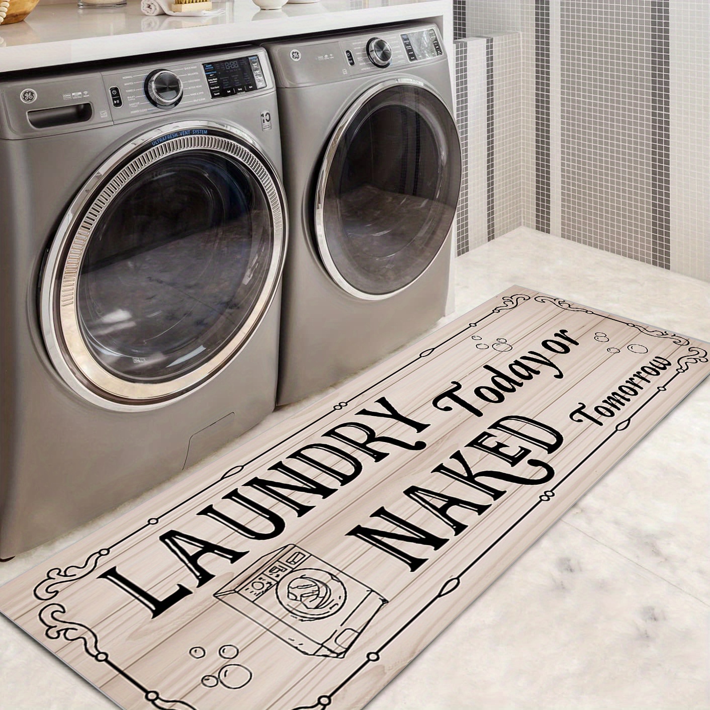 Laundry Room Rug Runner, Non Slip Laundry Mats, Super Absorbent