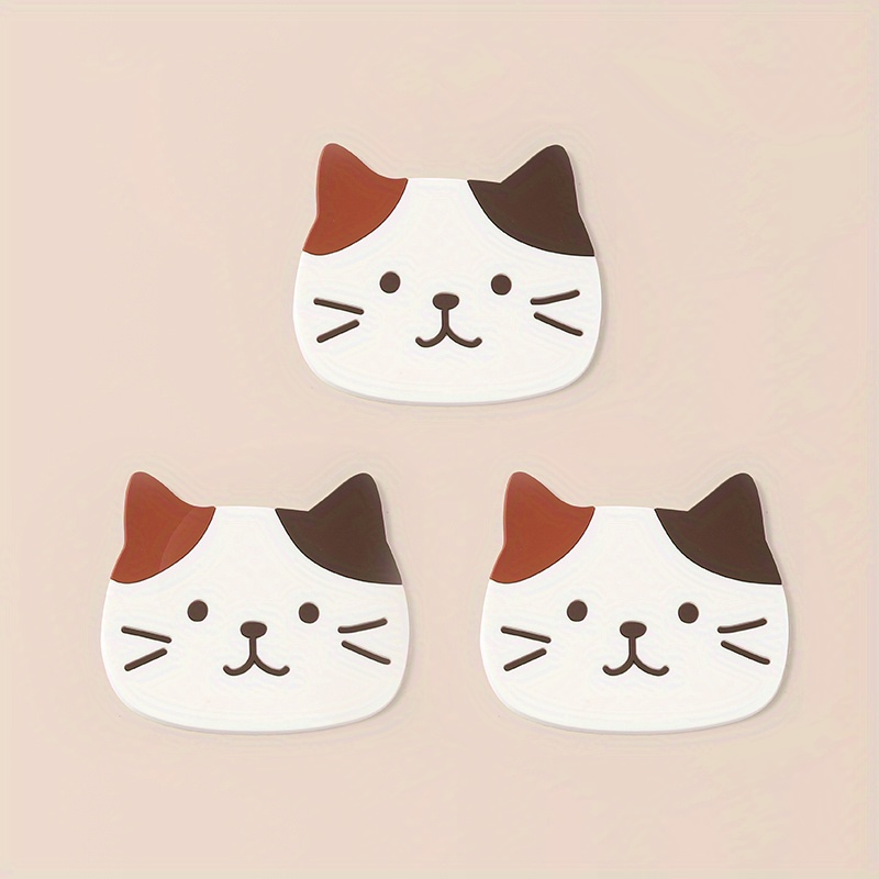 Cute Cat Silicone Coaster Kawaii Animal Shaped Insulated - Temu