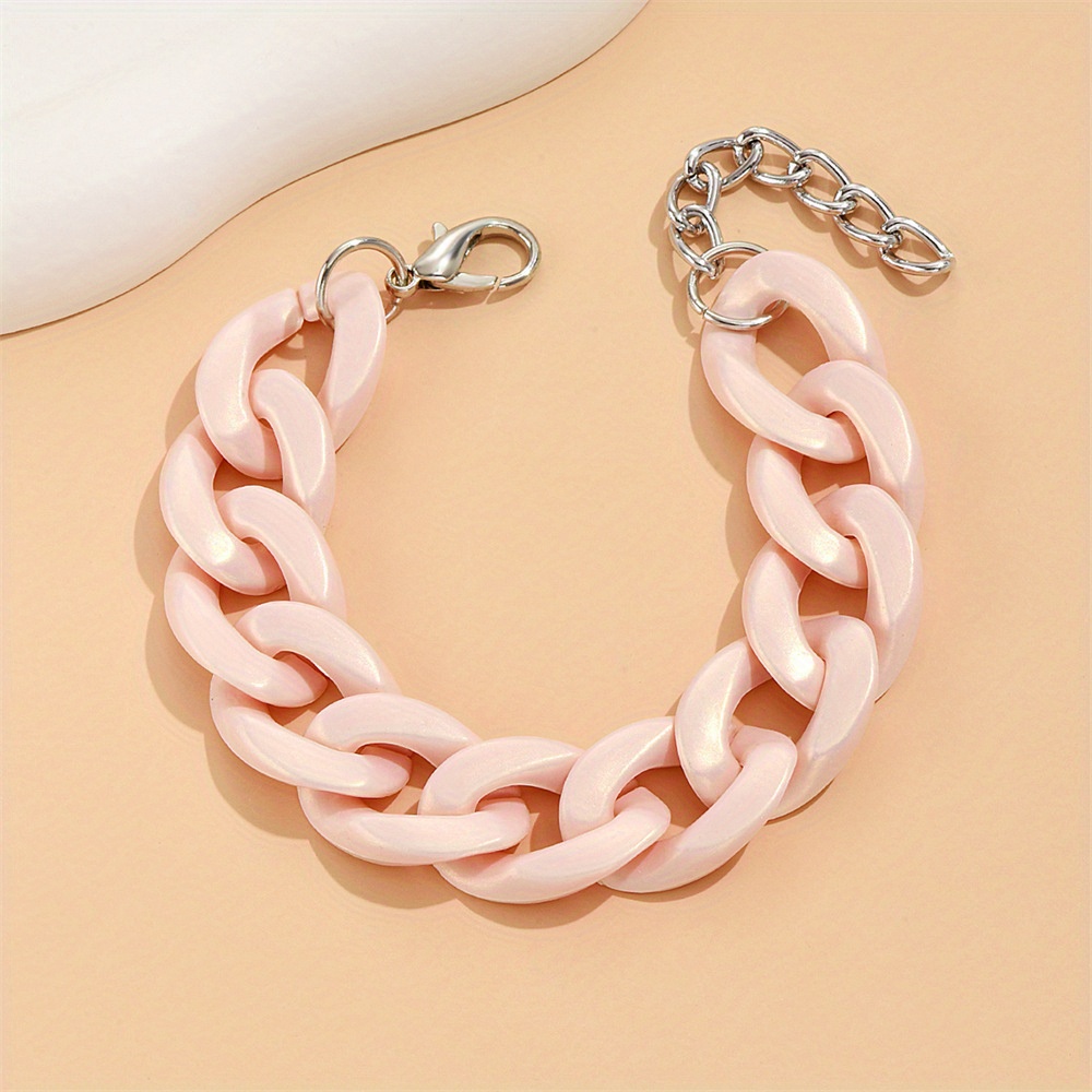 Chunky Pink Chain Bracelet