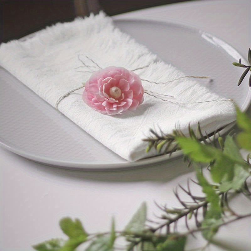 Ayuzawa Servilletas de tela hechas a mano 100% algodón con flecos,  delicadas servilletas de tela hechas a mano para cenas, fiestas, bodas y  más, 18 x