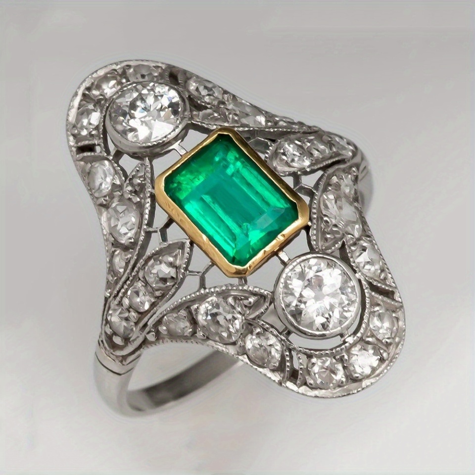 Image of Youhaocc Luxury Silver Plated Copper Ring With Synthetic Zirconia, Unisex Finger Ring For Daily Occasion And Banquet