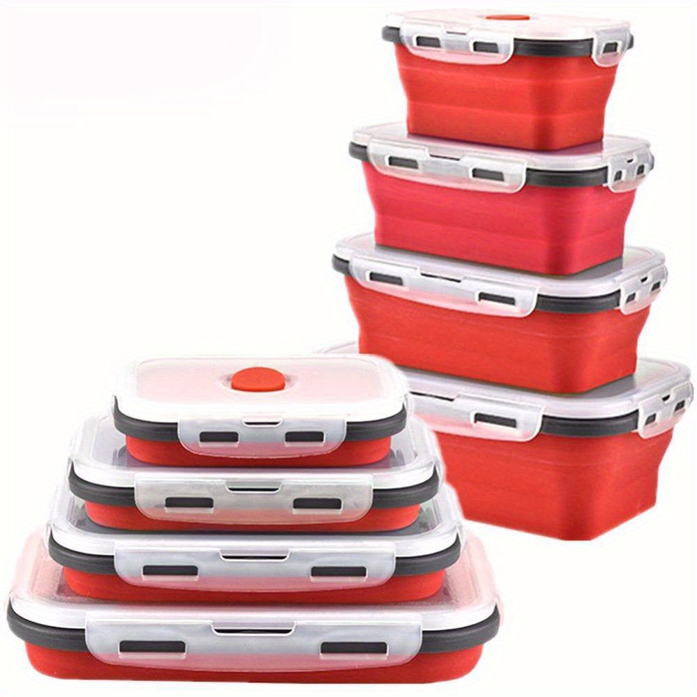 4 Unids/set Loncheras De Silicona, Recipientes Plegables Para  Almacenamiento De Alimentos, Recipiente Plegable Con Tapa Sellada, Juego De  Cajón Retráctil Con Ventilación, Caja Bento Para Microondas, Apto Para  Microondas, Recipientes Para Almacenamiento