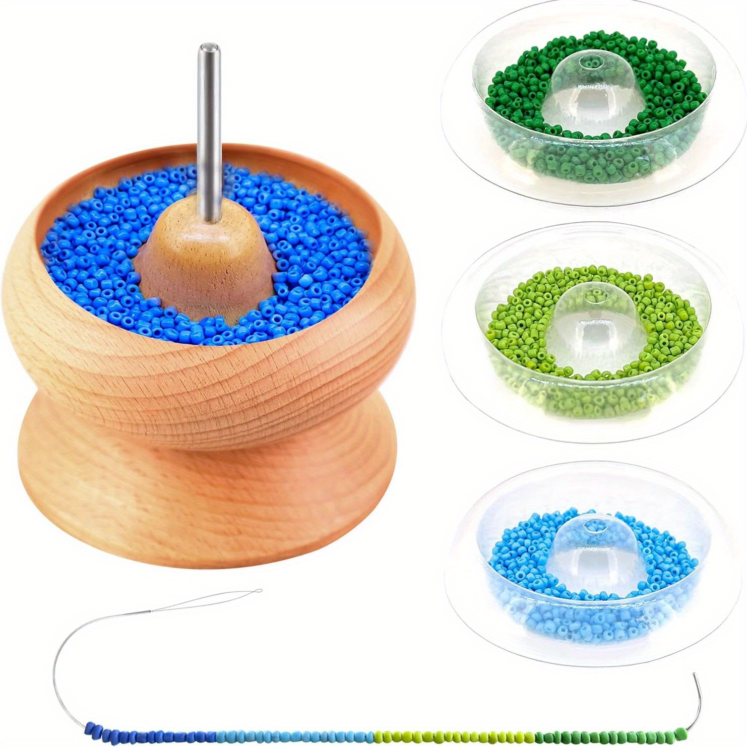 hobbyworker The Second Generation Adjustable Bead Loom Kit with Seed Beads,Large Eye Curved Beading Needle, Funnel Tray,Lobster Clasp,Open Ring and Be
