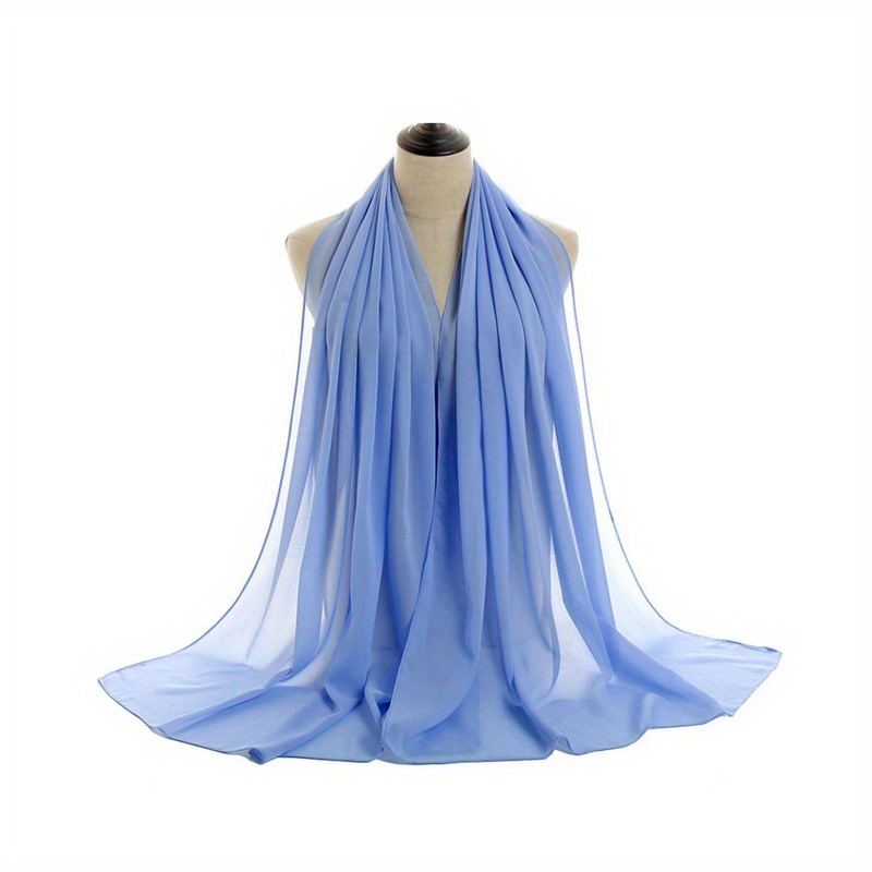75D Pearl Chiffon Long Scarf Plain Scarf For Men Women