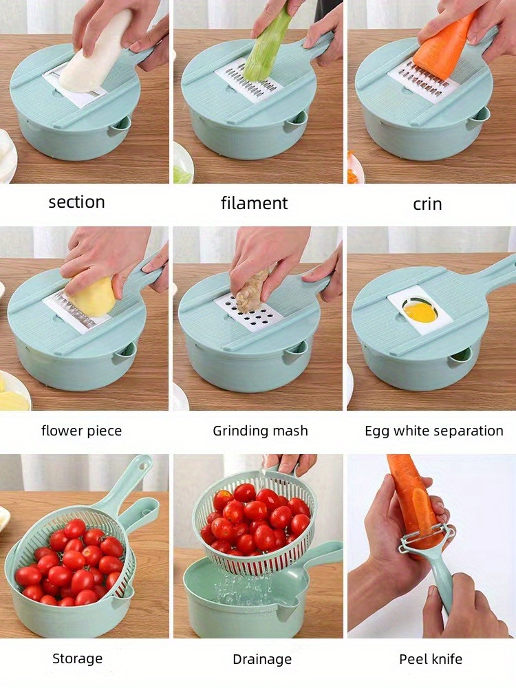 12pcs/Set Of Multifunctional Shredder, Potato Shredder, Slicer, Shredder,  Egg White Separator, Grinder for restaurants/supermarkets