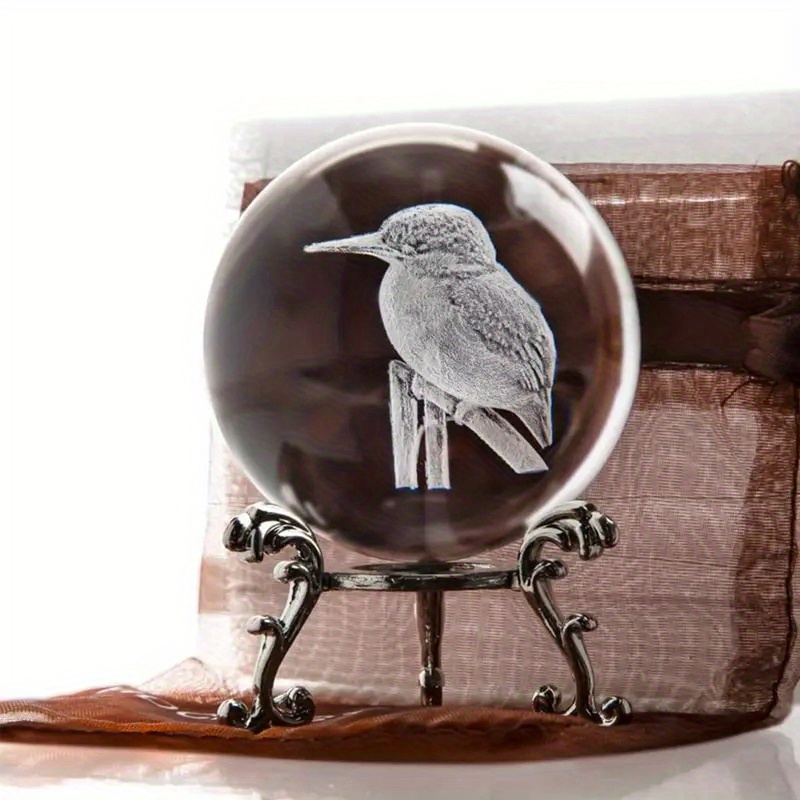 Crystal Ball Figurine 3d Laser Etched Crystal Bird Ornament - Temu