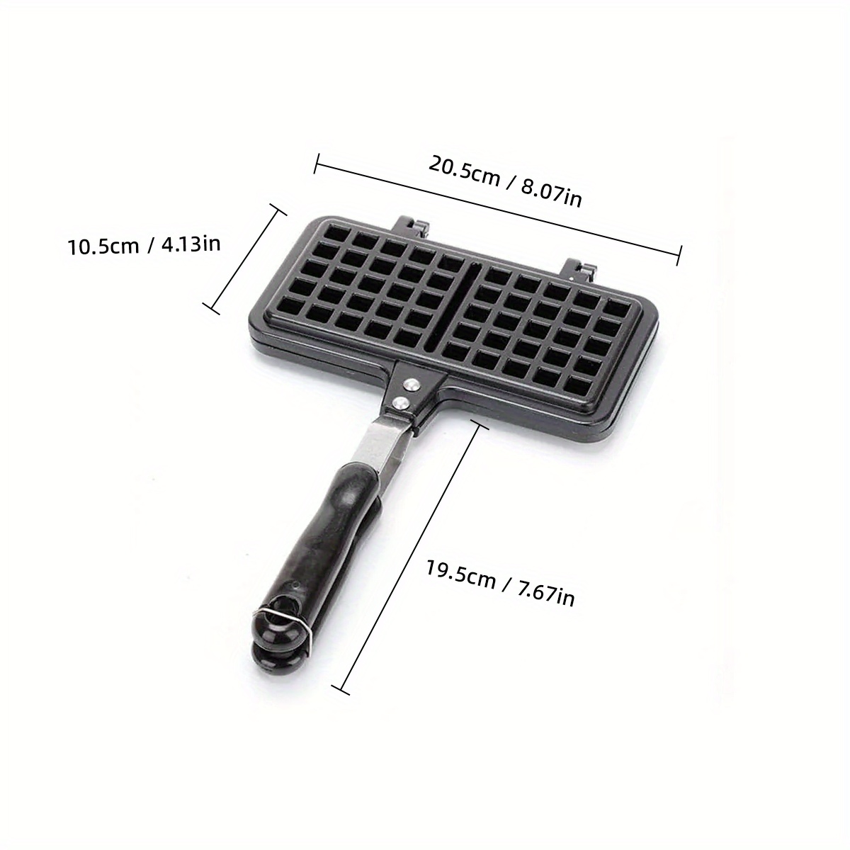 1pc   aluminum alloy waffle maker with long handle and non stick plates   baking double sided   at home details 3