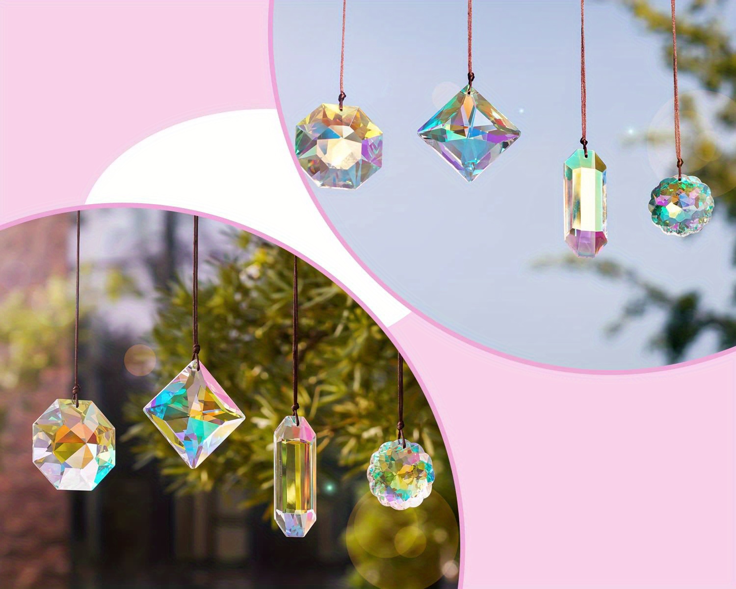 cueiha Colorful Multi-Sided Heart Shape Suncatcher 3D Hanging Prisms  Decoration Dream Catcher for Home Office Garden Decoration Crystal Glass  Suncatcher Ornament Rainbow Maker 