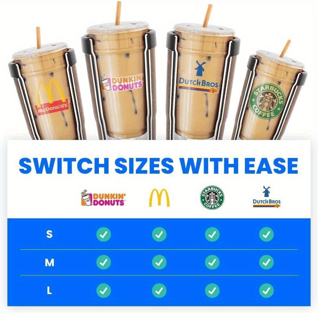 Universal Iced Coffee Sleeve - Upgraded Double Wall Reusable Stainless  Steel Holder Sleeves Insulato…See more Universal Iced Coffee Sleeve -  Upgraded